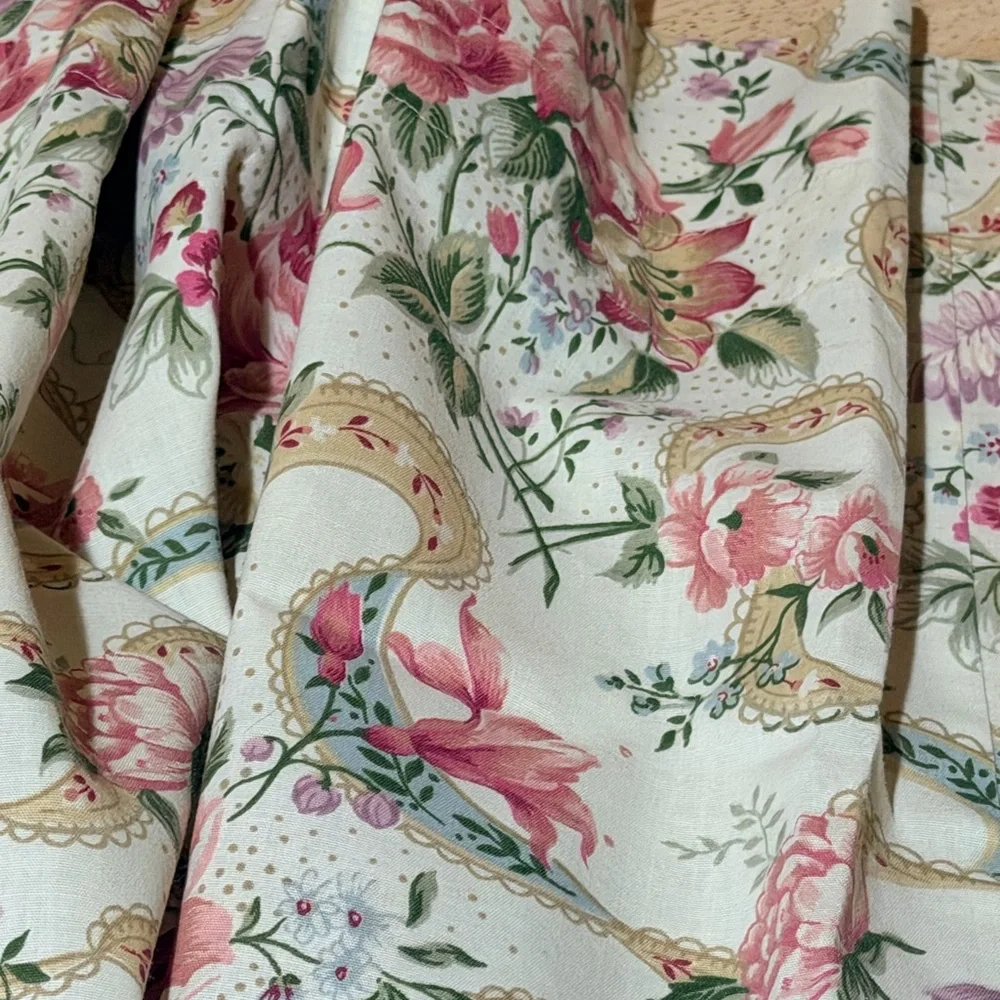 Floral‎ Curtains valance with Pink and Green Accents 60” length 20” width